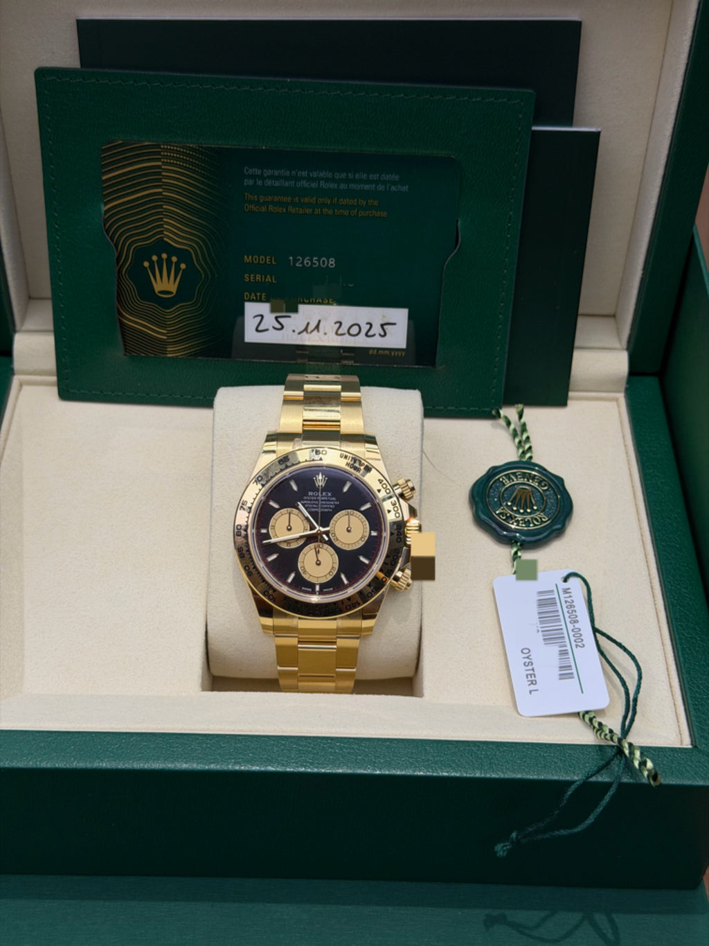 Rolex Daytona Oyster, 40mm, Gold m126508-0002 40mm 2025 full set