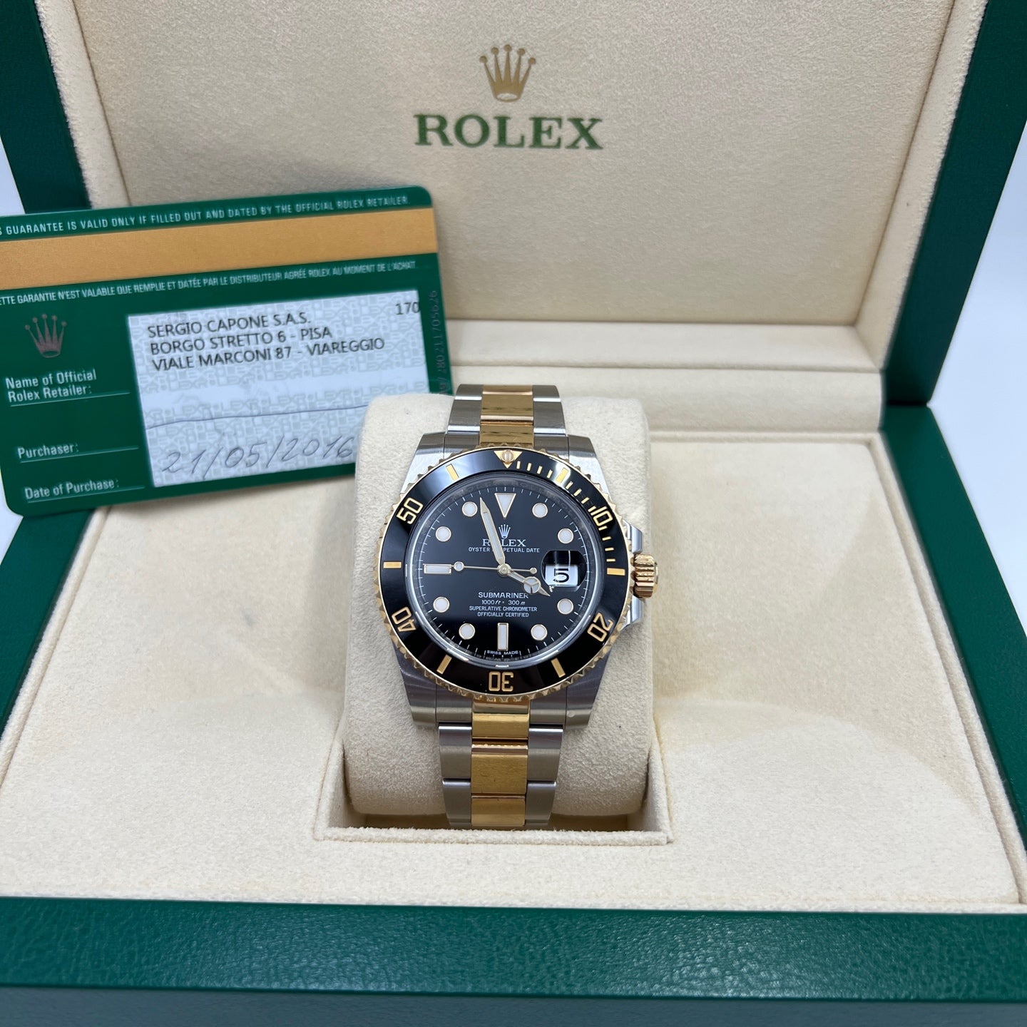 Rolex Submariner Ref. 116613LN-0001 automatic mechanical two tone oystersteel yellow gold 40mm 2016 full set