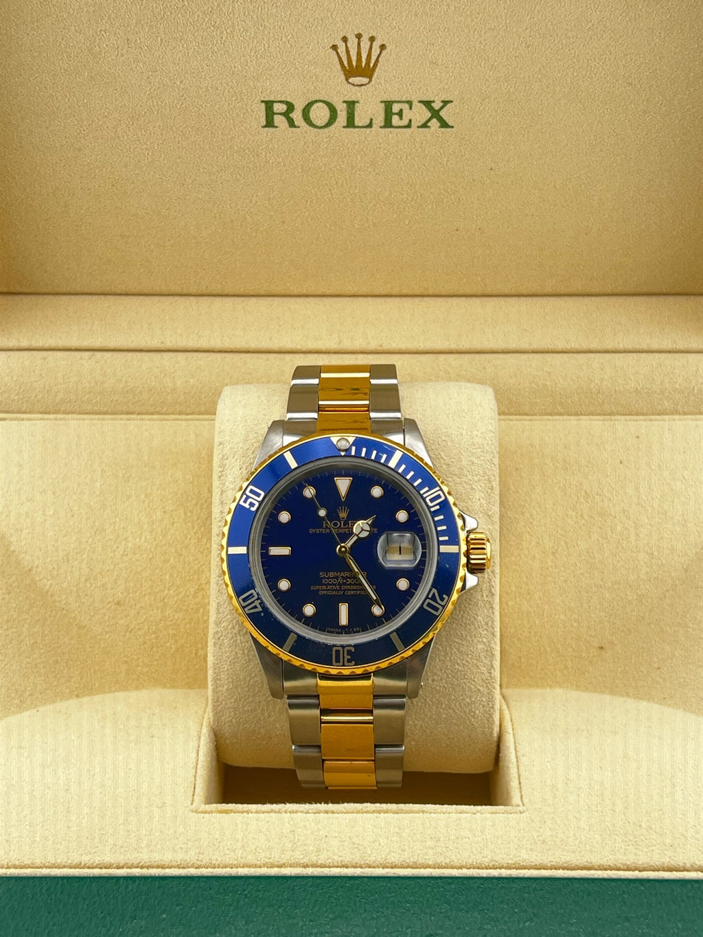 Rolex Ref. 16803 submariner 18k yellow gold 40mm date display mint condition watch only