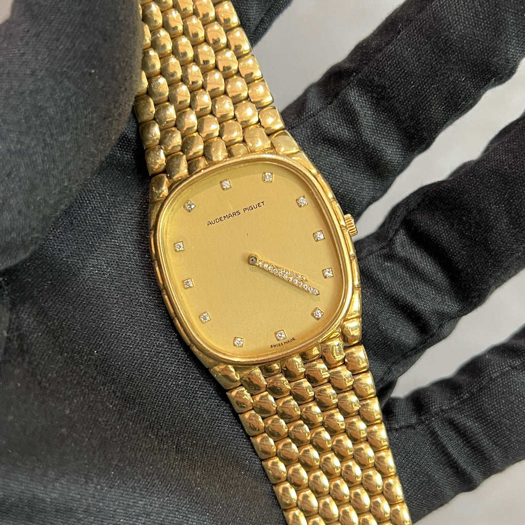 Vintage Audemars Piguet yellow gold Cobra early version with diamond-set hands and markers