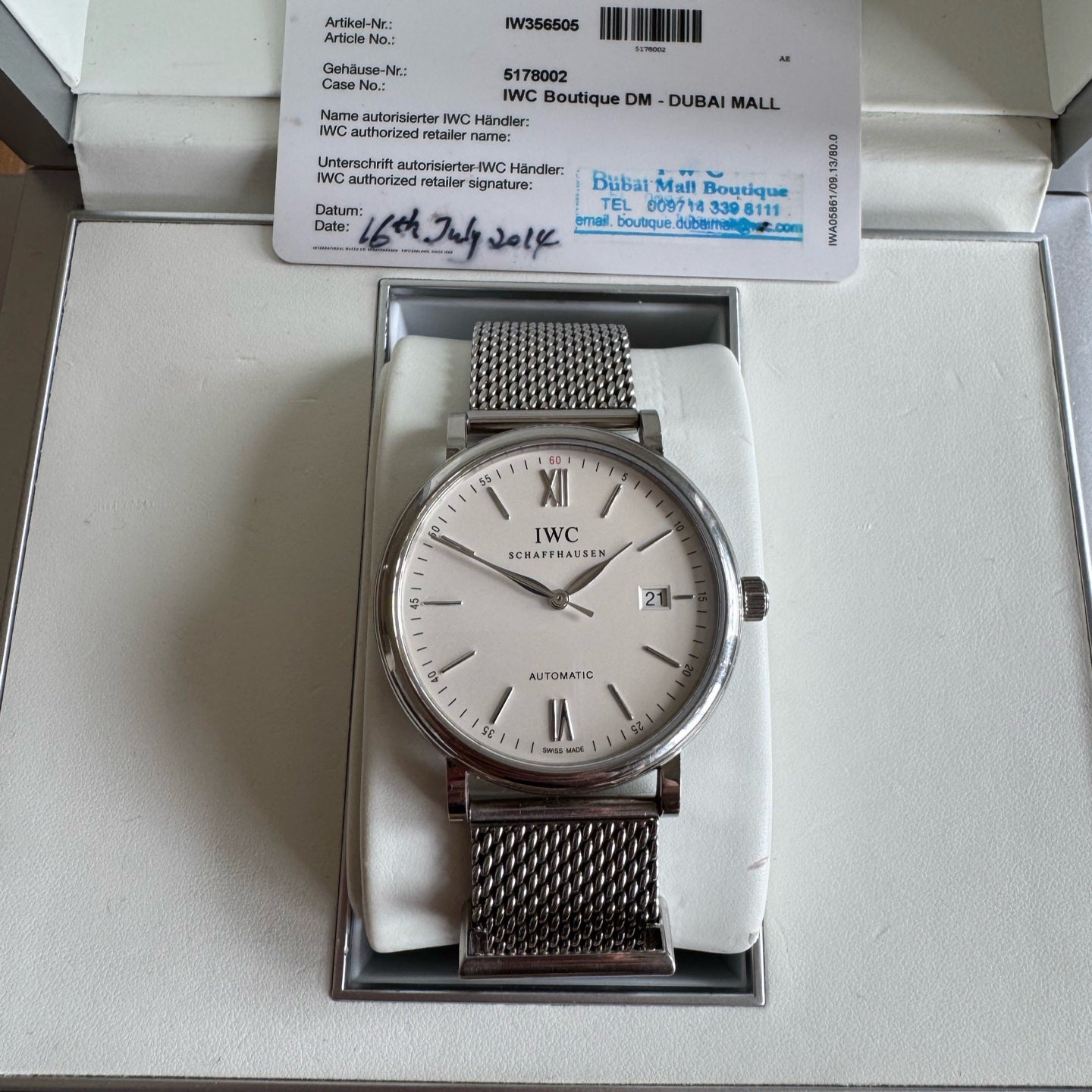 IWC Portofino IW356505 full set 2014