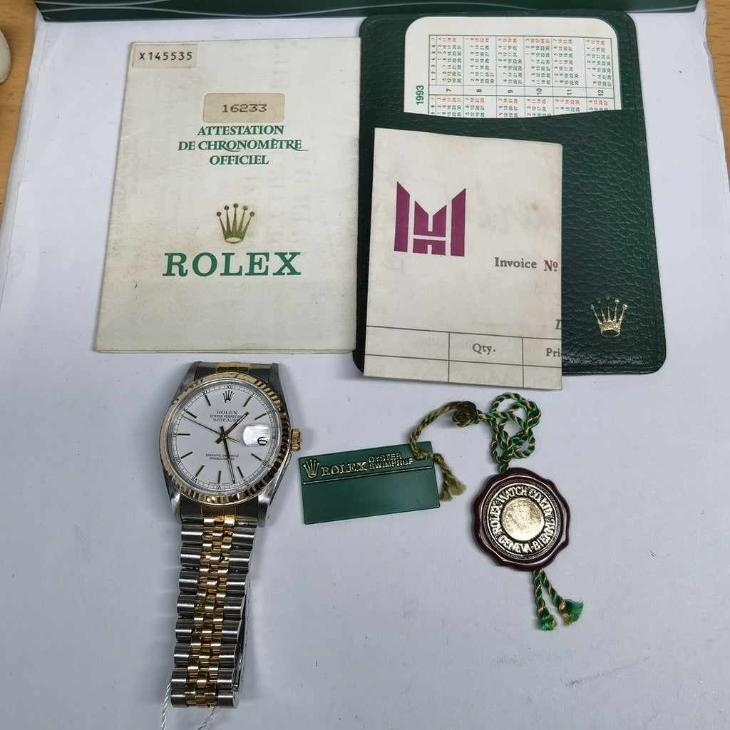 Rolex 16233 original dial with paper card hang tag and documents B6216