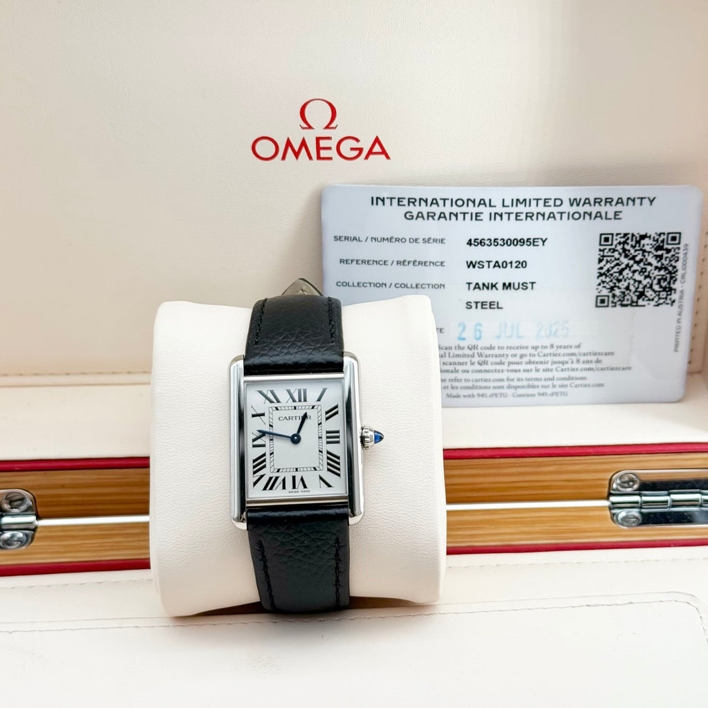 Cartier Tank Must SolarBeat™ WSTA0120 quartz 33.7 x 25.5 full set 2025 extended warranty until 2033