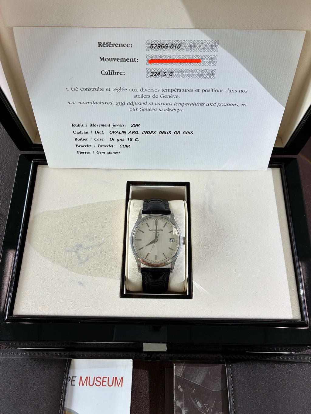 Patek Philippe Calatrava Ref. 5296G-010 automatic mechanical 18k white gold 38mm 2016 full set