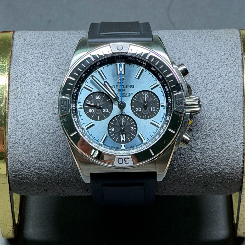 Breitling Chronomat Ref. PB0134101C1S1 automatic winding mechanical movement stainless steel and platinum 42mm retail price 79800 with 2021 warranty card