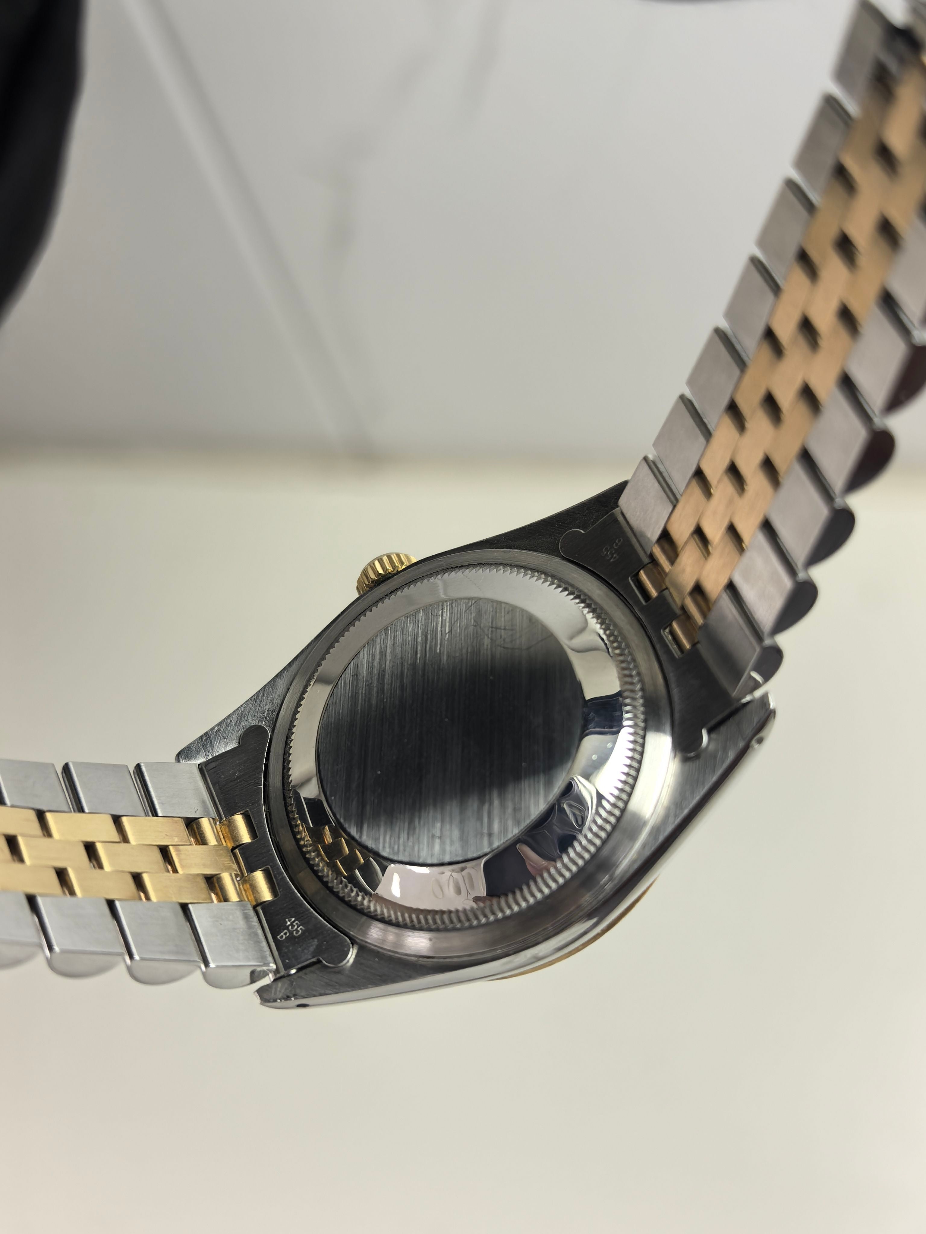 Rolex Datejust 16233 mens watch 36mm gold dial diamond hour markers two tone oystersteel and 18k yellow gold watch only