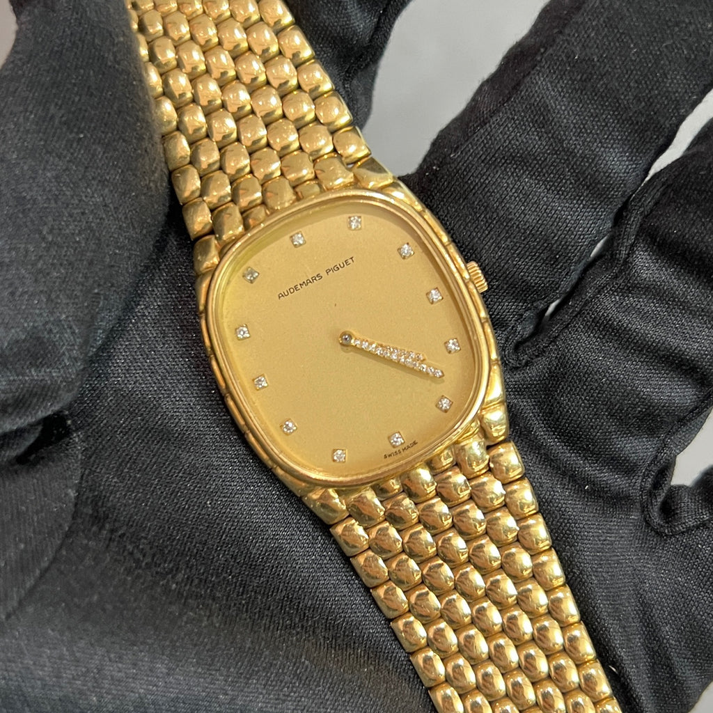 Vintage Audemars Piguet yellow gold Cobra early version with diamond-set hands and markers
