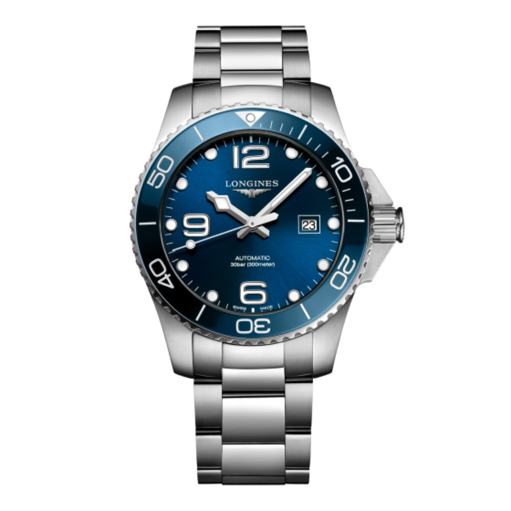 Longines HydroConquest L3.782.4.96.6 automatic movement stainless steel ceramic 43mm 2025 full set