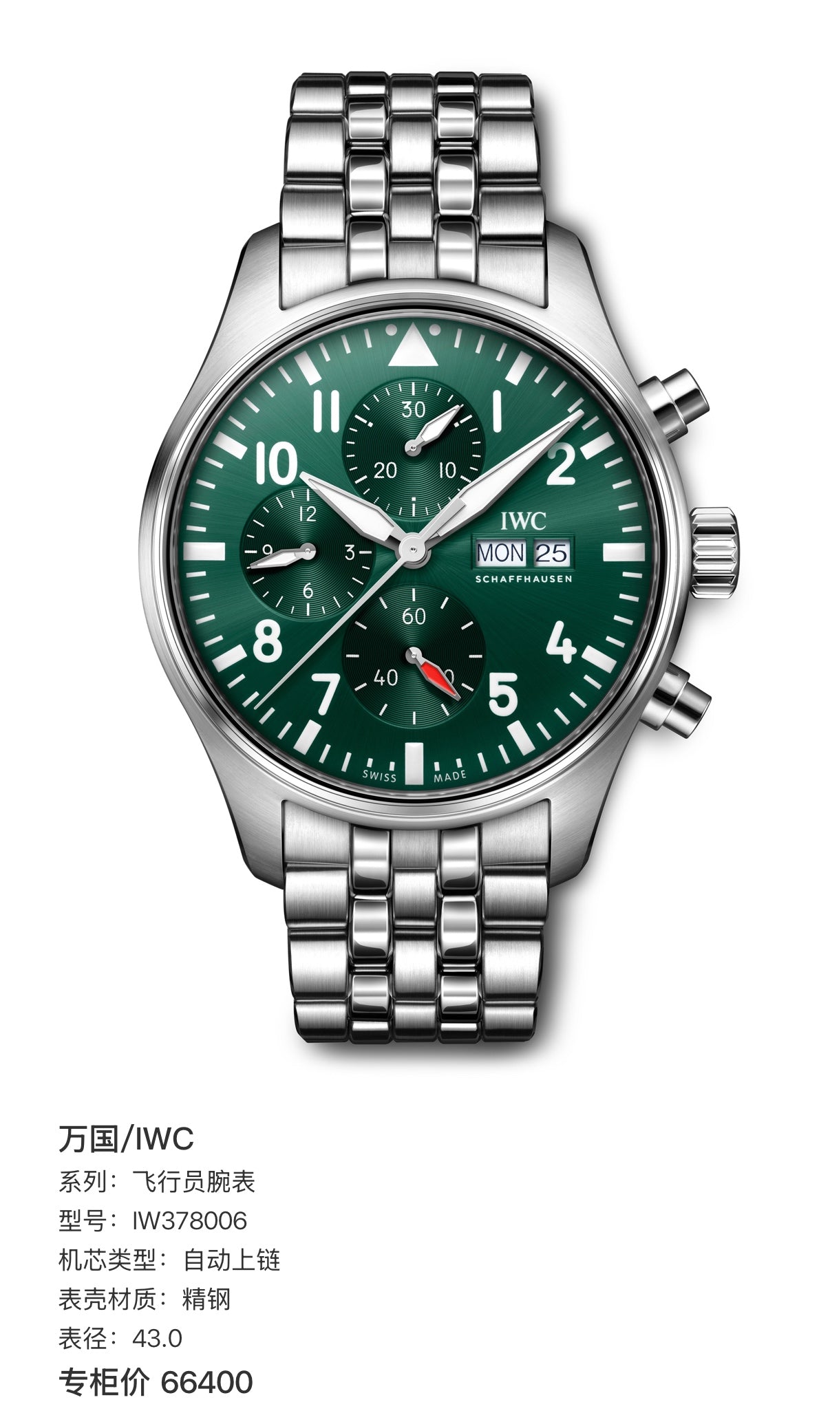 IWC Pilot IW378006 watch only
