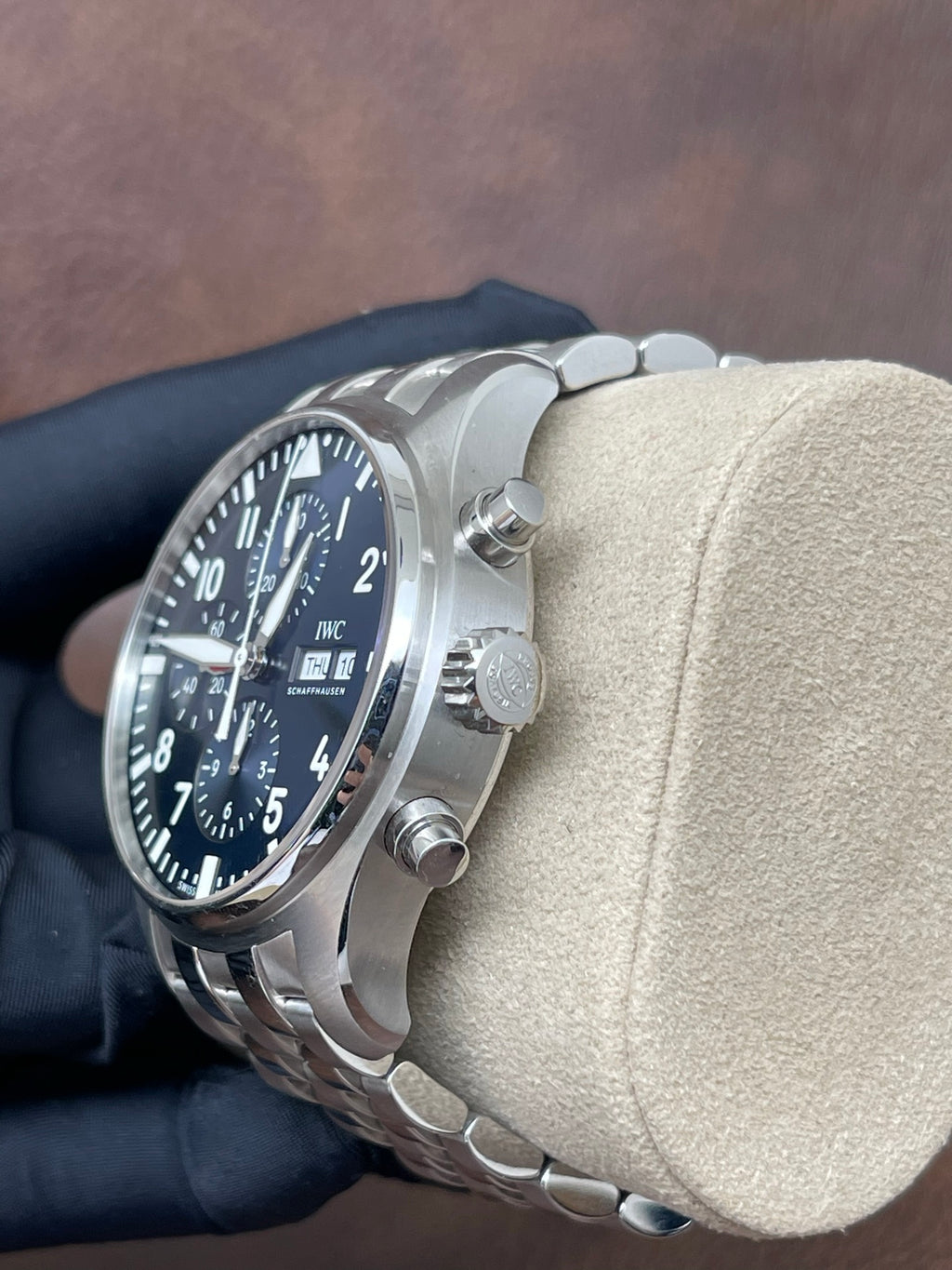IWC Pilot Chronograph Ref. IW377717 blue dial stainless steel classic pilot watch full set 2020