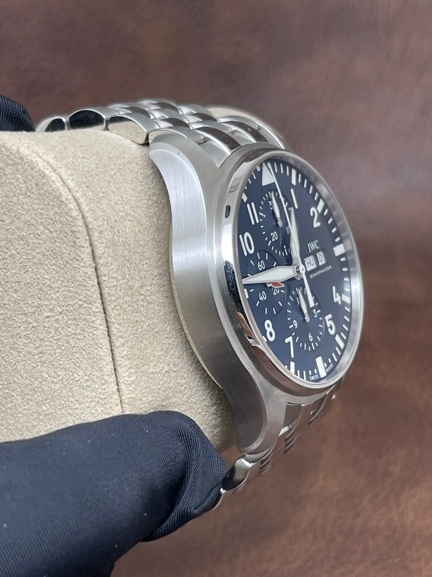 IWC Pilot Chronograph Ref. IW377717 blue dial stainless steel classic pilot watch full set 2020