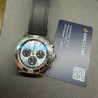 Breitling Chronomat Ref. PB0134101C1S1 automatic winding mechanical movement stainless steel and platinum 42mm retail price 79800 with 2021 warranty card