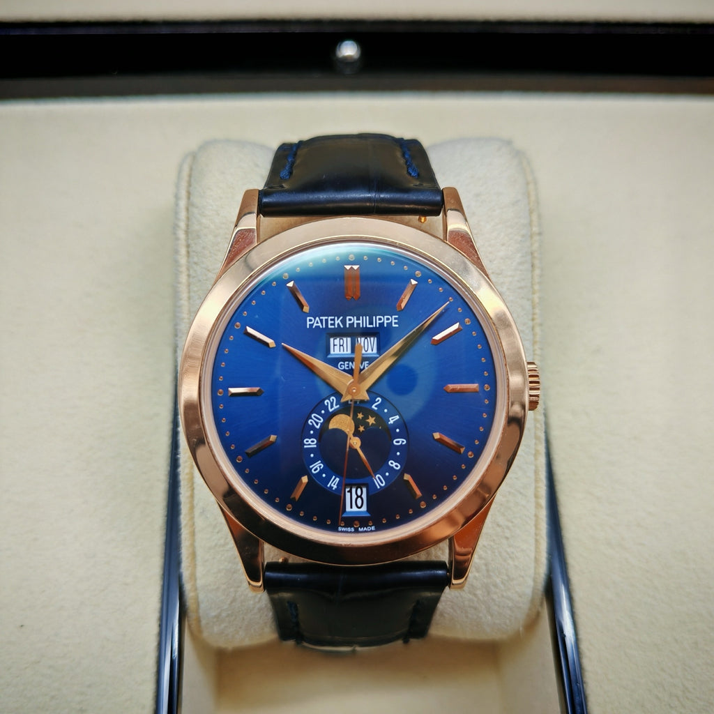 Patek Philippe Complications Ref. 5396R-014 automatic mechanical movement 18k rose gold 38.5mm blue dial watch only