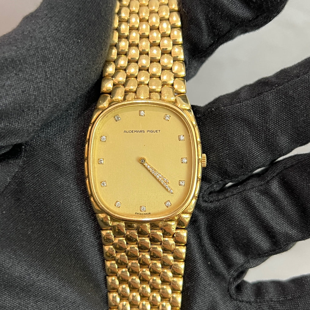 Vintage Audemars Piguet yellow gold Cobra early version with diamond-set hands and markers