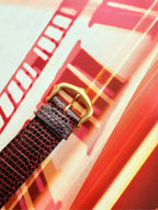 Cartier Tank Must quartz watch raised gilded roman numerals burgundy dial sterling silver gold cased original gold plated buckle 21x29mm quartz rare art deco style watch only