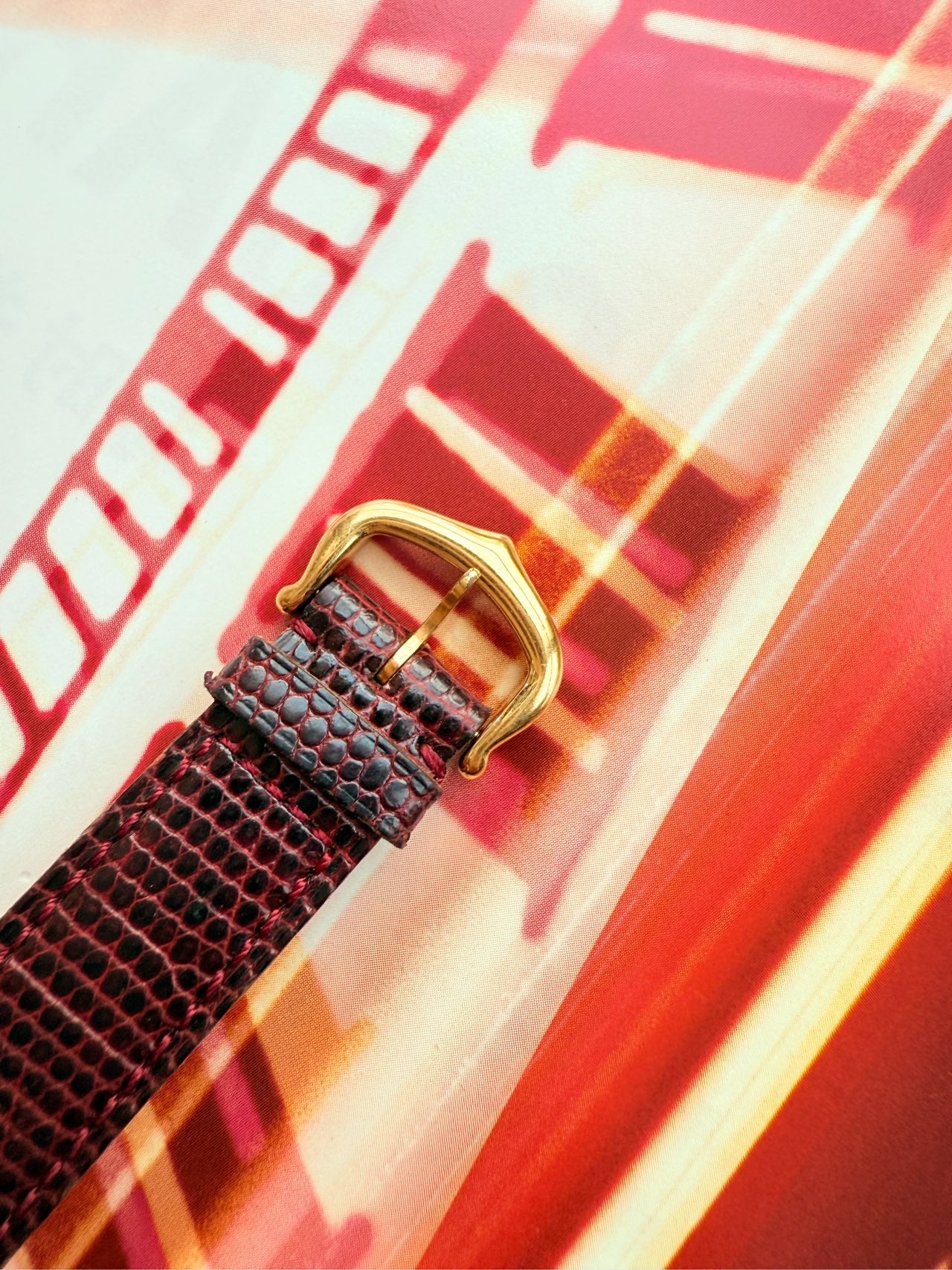 Cartier Tank Must quartz watch raised gilded roman numerals burgundy dial sterling silver gold cased original gold plated buckle 21x29mm quartz rare art deco style watch only